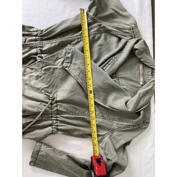 Max Jeans Military Jacket Size S Washed Olive Green Khaki Tencel Drape  [STAIN] - Picture 10 of 12